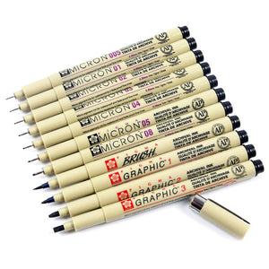 Sakura Pigma Graphic Brush Pens ⭐ 11 Tip Sizes ⭐ - Original Kawaii Pen