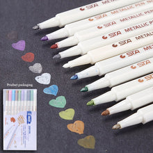 Load image into Gallery viewer, Fineliner Metallic Shade Brush Pen ⭐ Set of 10 Colors ⭐ - Original Kawaii Pen
