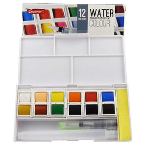 Petite Color Watercolor Field Sketch Box Set - 12 Color Palette + Water Brush - Original Kawaii Pen