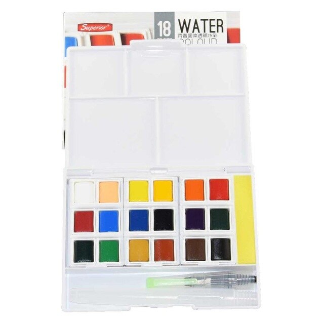 Petite Color Watercolor Field Sketch Box Set - 24 Color Palette + Water Brush - Original Kawaii Pen