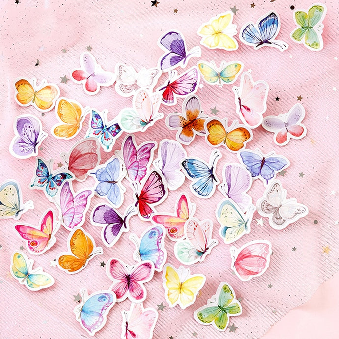 Butterfly Garden Paper Stickers (46pcs Box) - Original Kawaii Pen