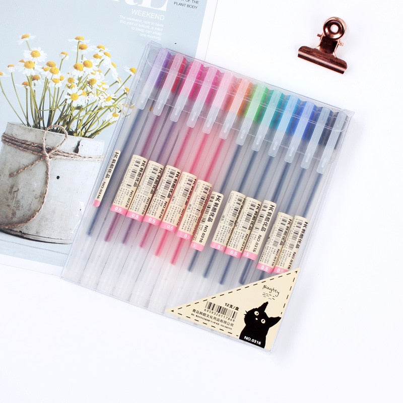 MUJI Style Gel Pens - Set of 12 – NotebookTherapy