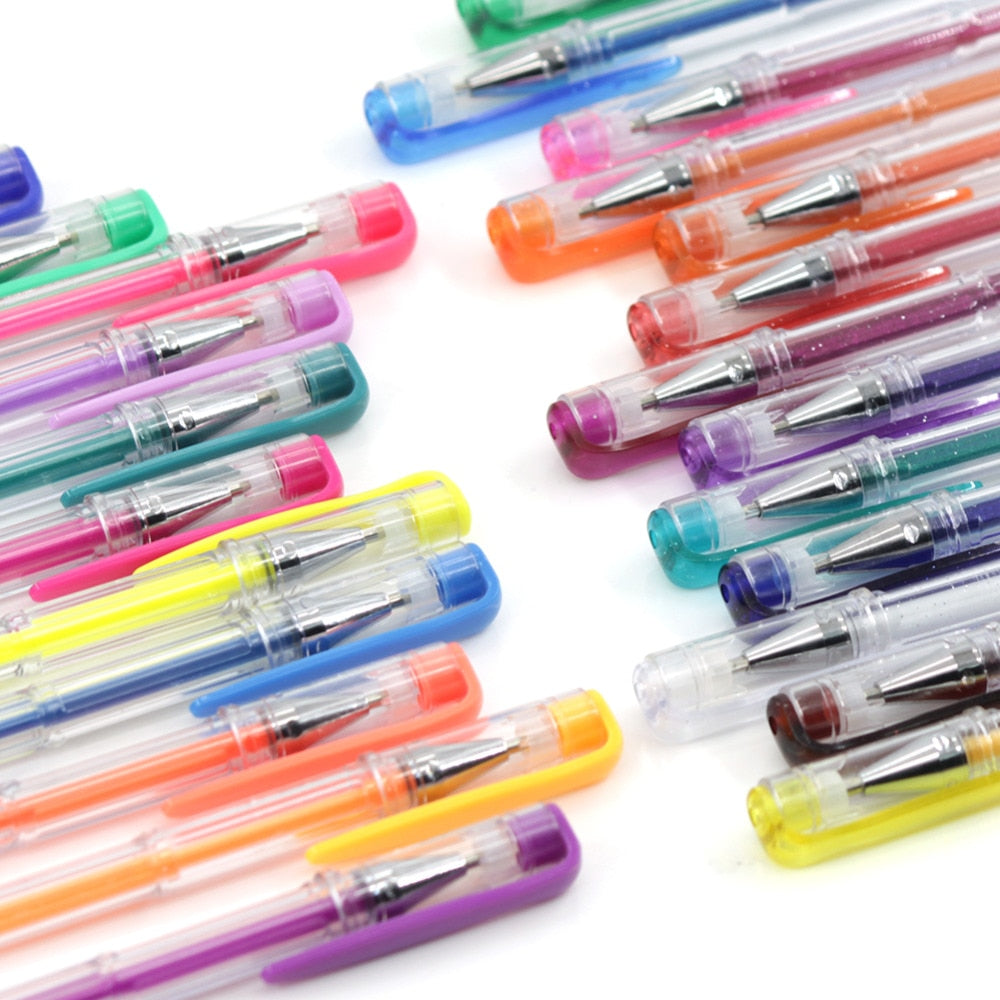 Gel Pens, Gel Pens Set, 24 Pieces, Gel Pens in a Case, Multicolor Pens,  School Supplies, Gel Pens Coloring, Pastel Gel Pen, Neon Gel Pens 