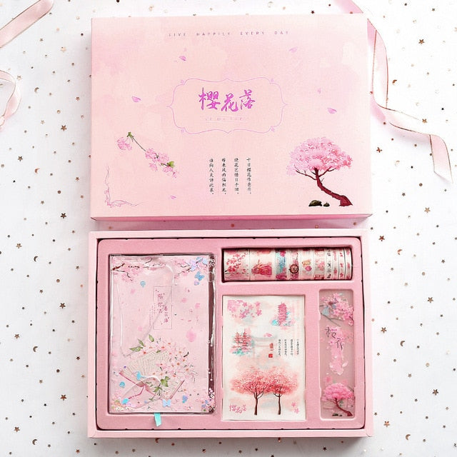 Kawaii Japanese Korean Sakura Maiden Heart Stationery Set Gift Box