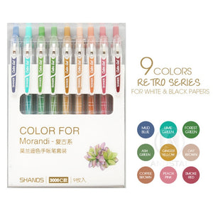 Morandi Pastel Colors Retractable Gen Pen Set (9 Colors) - Original Kawaii Pen