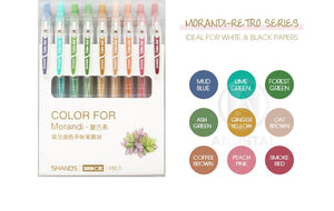 Morandi Pastel Colors Retractable Gen Pen Set (9 Colors) - Original Kawaii Pen