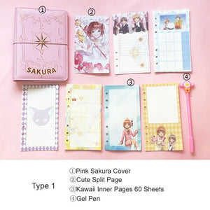 Pink Sakura Leather Notebook Planner (A6)