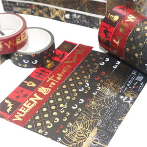 Premium Gold Foiled Halloween Washi Tape Set 🎃