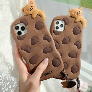 Original Kawaii 3D Chocolate Cookie Bear iPhone Case