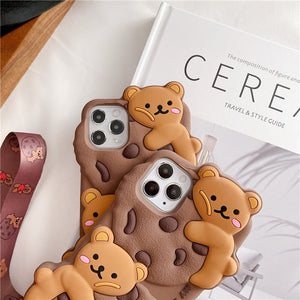 Original Kawaii 3D Chocolate Cookie Bear iPhone Case