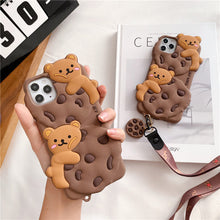 Load image into Gallery viewer, Original Kawaii 3D Chocolate Cookie Bear iPhone Case
