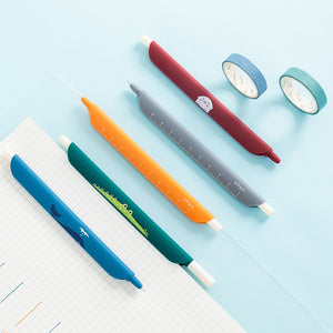Kawaii Cartoon Design Gel Pen, Bookmark, Paperclip & Ruler (All in 1)