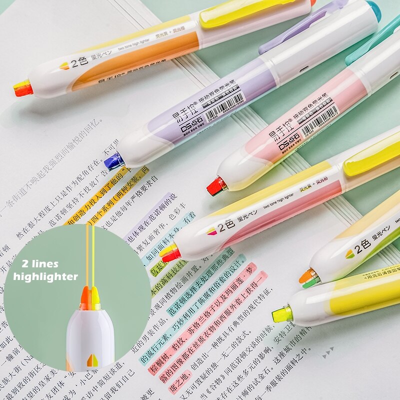 Colorful Double Lines Highlighters (6 Colors)