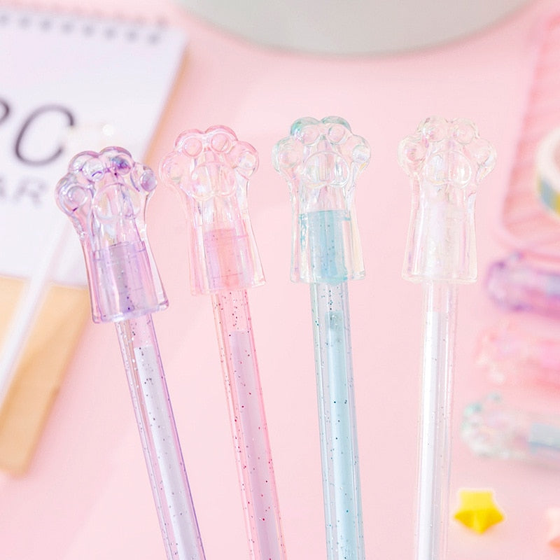 Crystal Cat Paw Gel Pens ( 4pcs set)