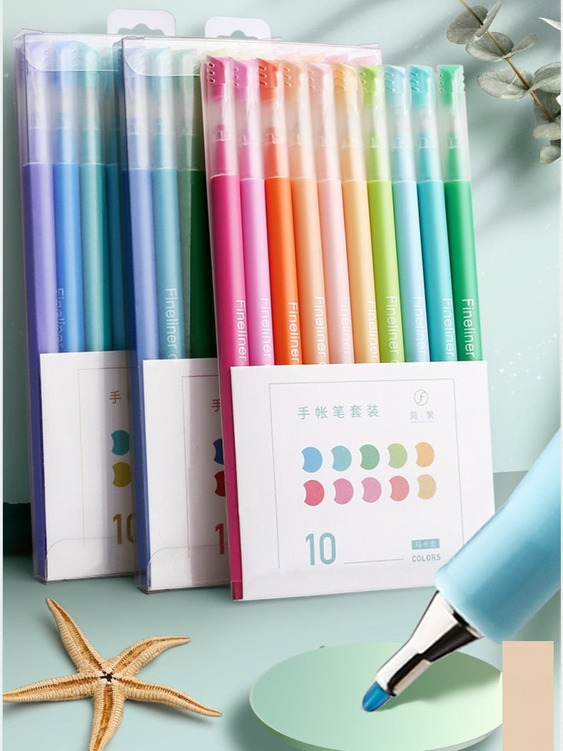 Retro & Macaron Multi-Color Gel Pen Sets (10 pcs a set)