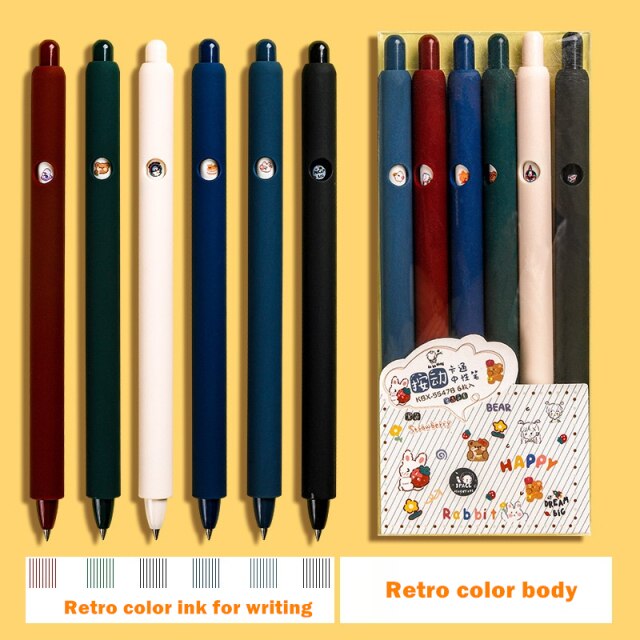 Retro Color Click Gel Pen Sets (6pcs) – Original Kawaii Pen