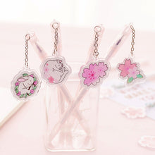 Load image into Gallery viewer, Cherry Blossom Floral &amp; Rabbit Pendant Gel Pen
