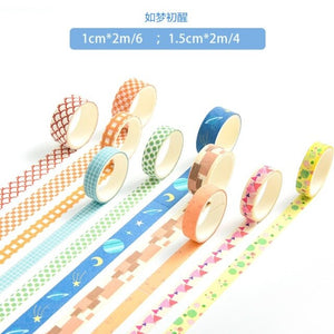 Colorful Patterns Washi Tapes (8 Designs)
