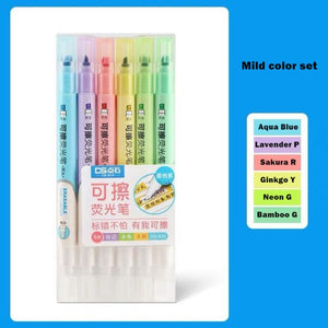 Erasable Bright Color Highlighter Set ( 6pcs a set)