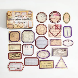 Vintage-Style Stickers in a Tin Box (6 Designs)