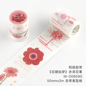 Japanese Floral Season Wide Masking Tapes (6 Types)