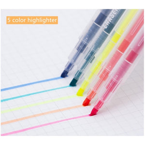 Japanese Fluorescent Color Erasable Highlighter Set (5pcs)