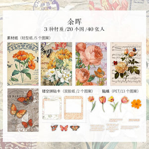 Japanese Floral Kraft Paper - Vintage Postcard