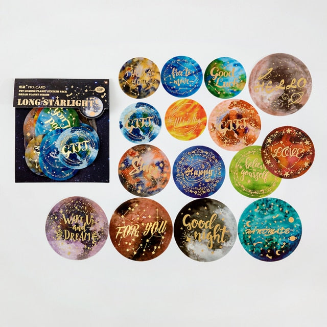 Colorful Gold Foiled Universe Stickers