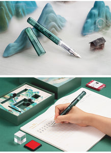 Pilot Kakuno Green Glass Fountain Pen Set - Limited Edition