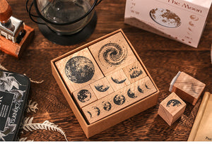 Phases of Moon & Plant Atlas Rubber Stamp Set (7pcs)