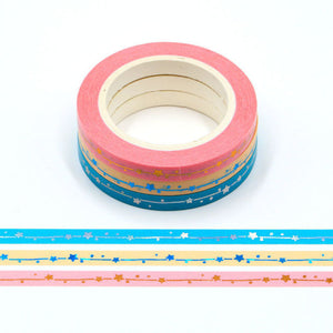 Colorful Gold Foiled Slim Washi Tape Set (3pcs)