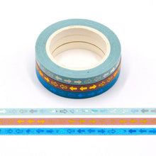 Load image into Gallery viewer, Colorful Gold Foiled Slim Washi Tape Set (3pcs)
