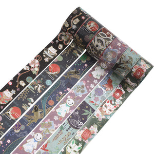 Japanese Culture Gold Foiled Washi Tape Set (12pcs)