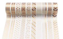 Load image into Gallery viewer, White &amp; Gold Washi Tape Set
