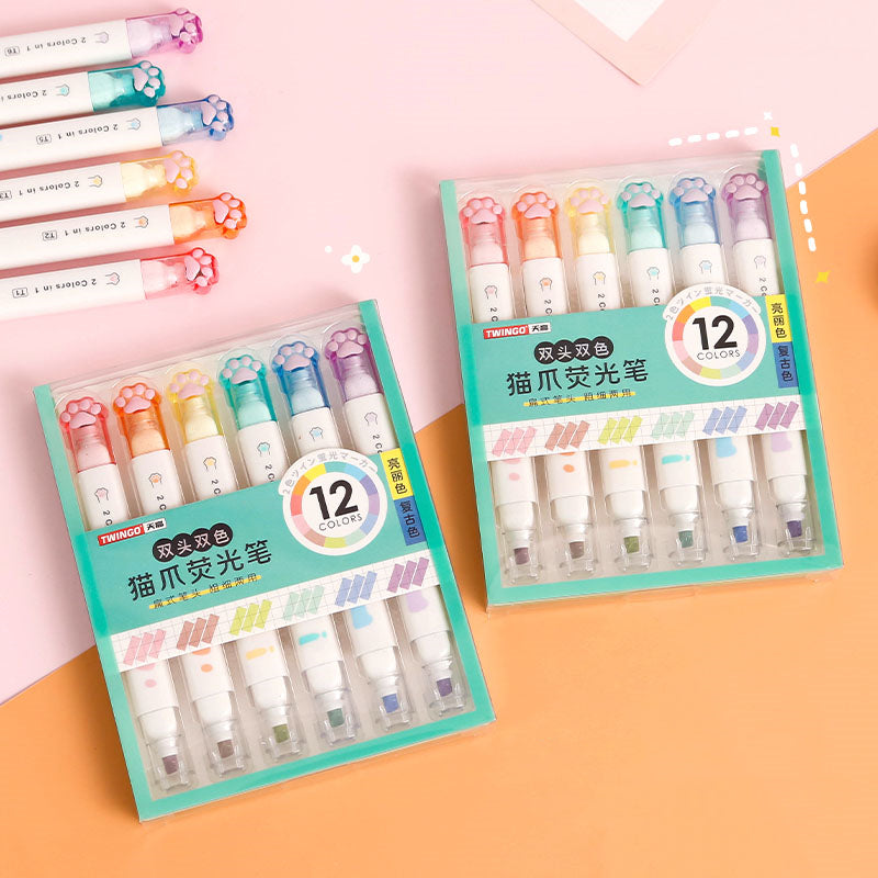 Pretty Marker Series Dual-Sided Markers and Highlighters set (6pcs