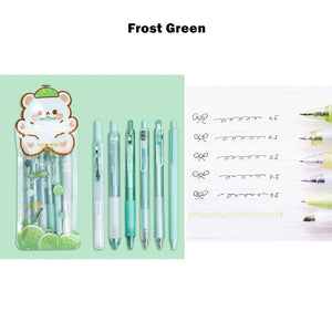 Colorful Kawaii Retractable Gel Pen & Highlighter Set (6pcs a set)