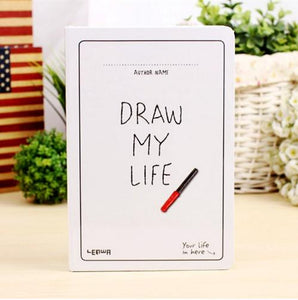 "Draw My Life" Hardcover Notebook - Original Kawaii Pen